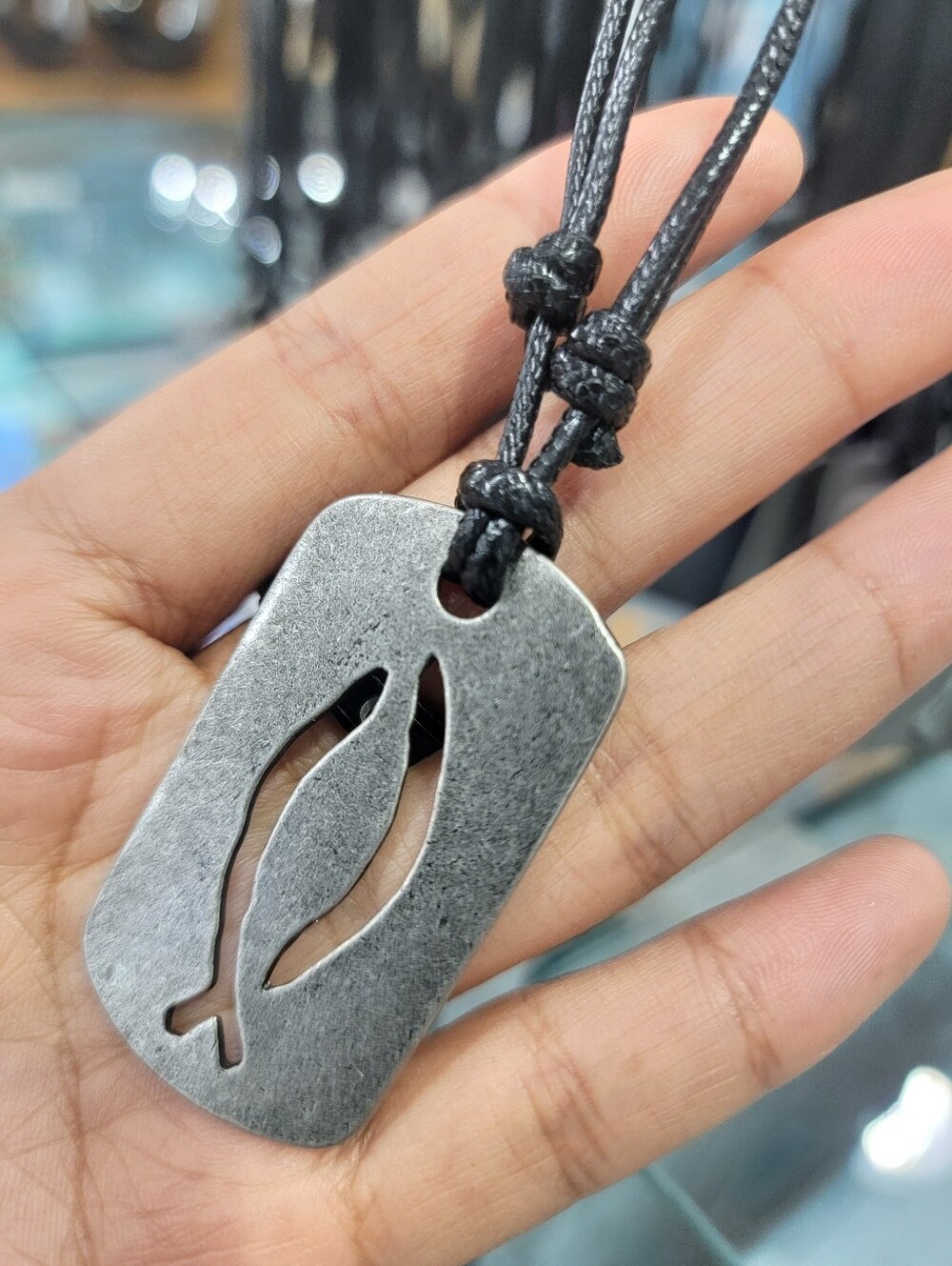 Silver-Tone Fish Cutout Pendant Necklace